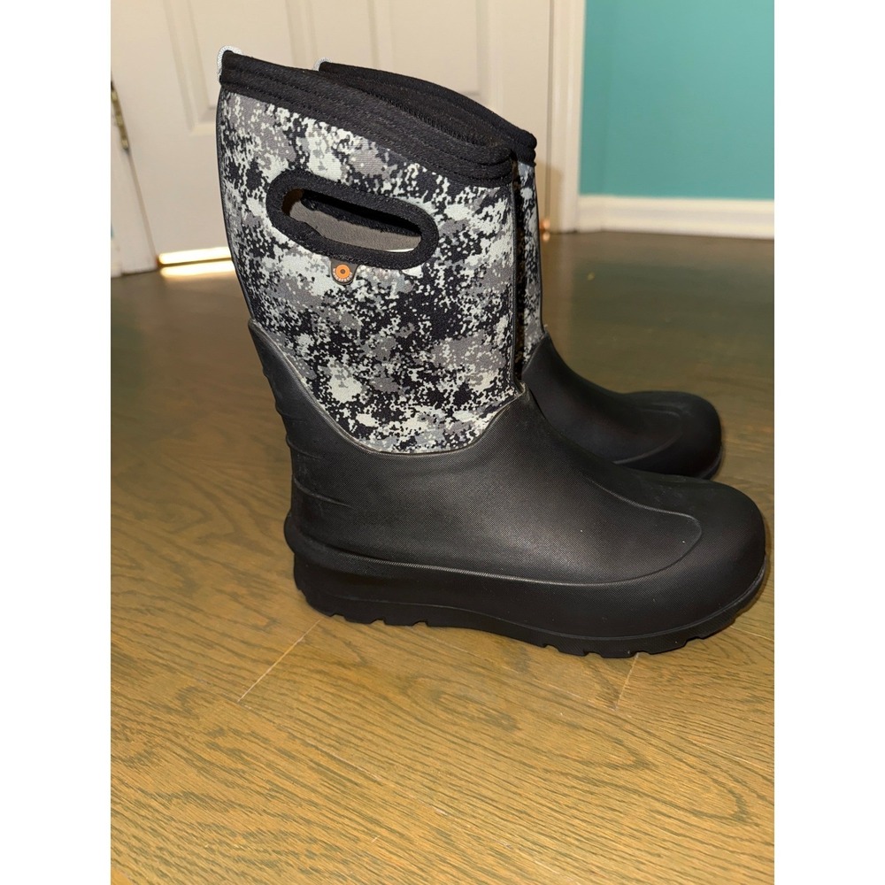 Bogs Youth Neo-Classic Micro Camo Waterproof Winter Boots Black Grey 6 72581-009 - Picture 6 of 9